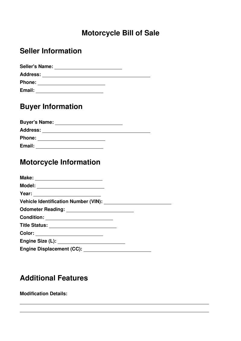 Motorcycle Bill of Sale