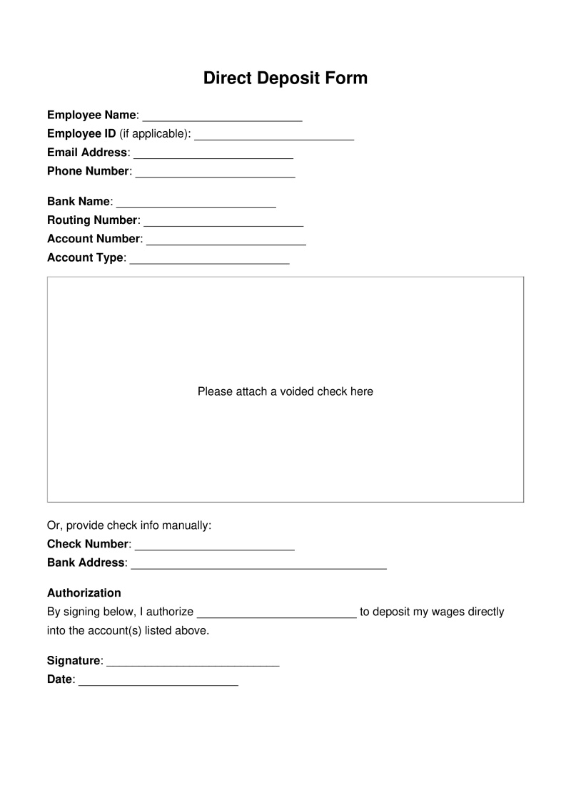 Direct Deposit Form